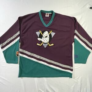 Vintage 90s Mighty Ducks of Anaheim NHL Hockey Jersey #22 Men’s Large Eggplant